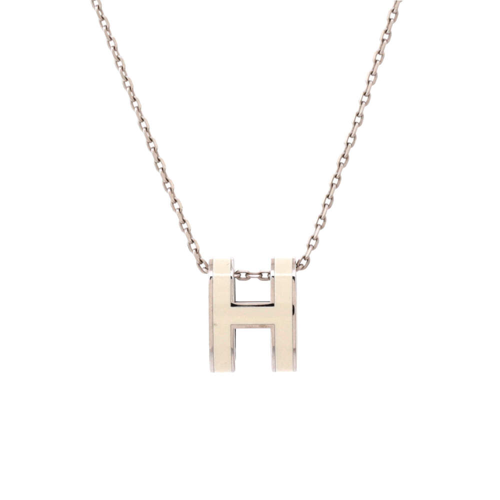 Hermes Mini Pop H Pendant Chain Necklace Metal and Enamel